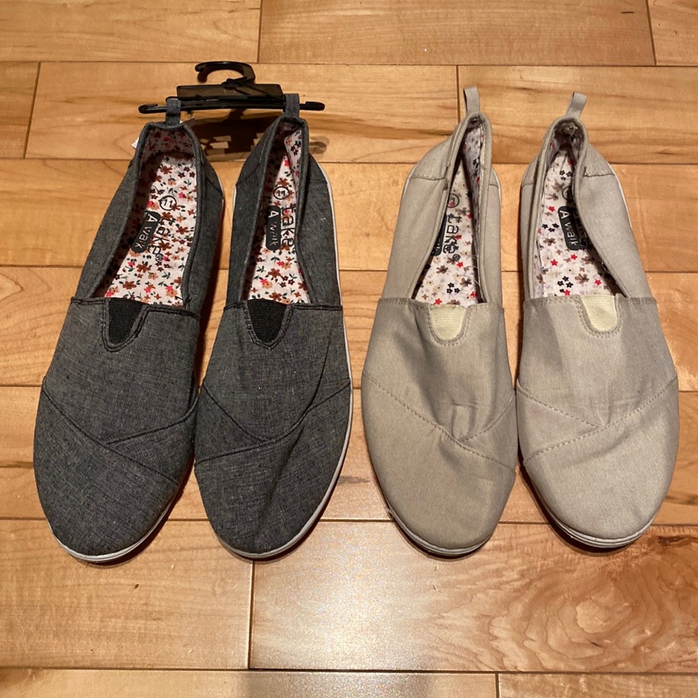 2 pairs of slip on shoes